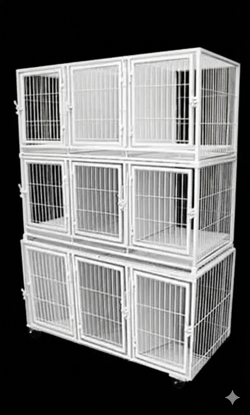 Canil Vertical de 3 Lugares Azul